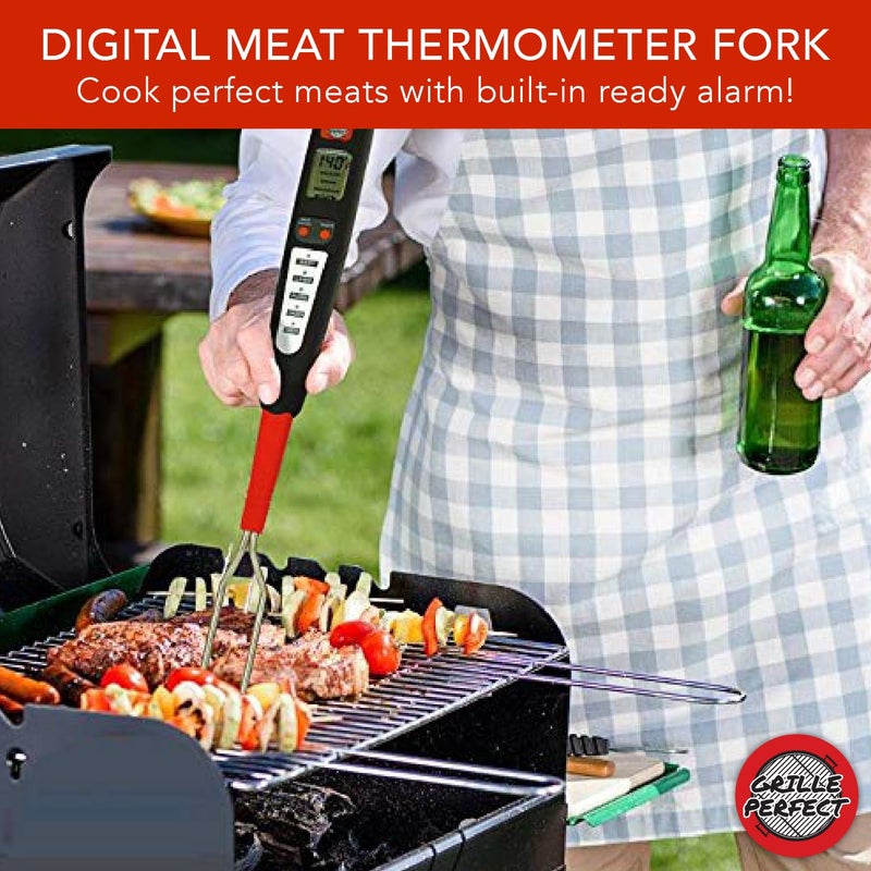 Grille Perfect Digital Meat Thermometer Fork for Grilling and Barbecue Fast Read Electronic Probes with Ready Alarm Quick Accurate BBQ Temperature for Steak Chicken Hot Grilled Food - Image 5